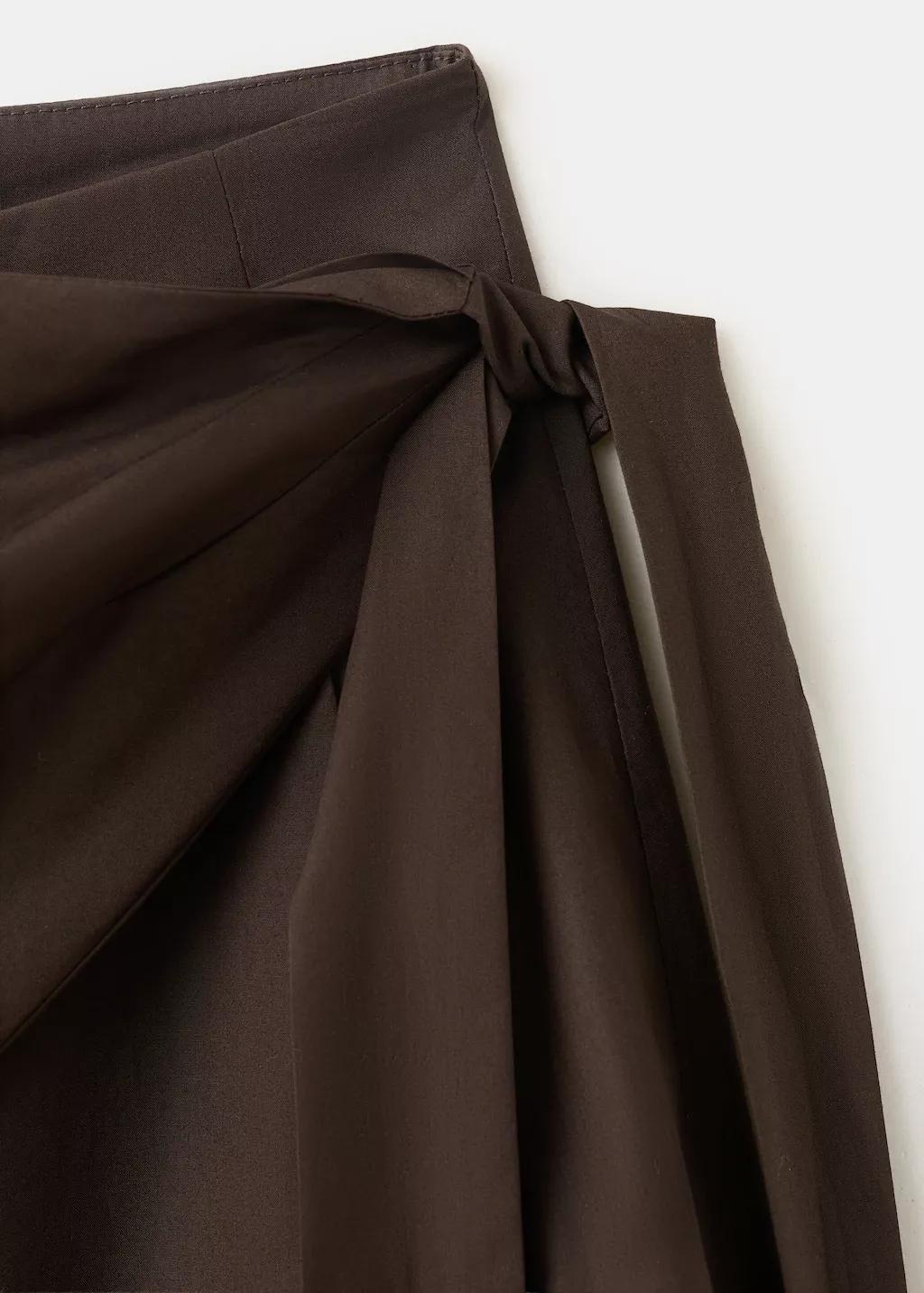 Brown Straight-Leg Trousers With Detachable Scarf, Dark Brown, large image number 1