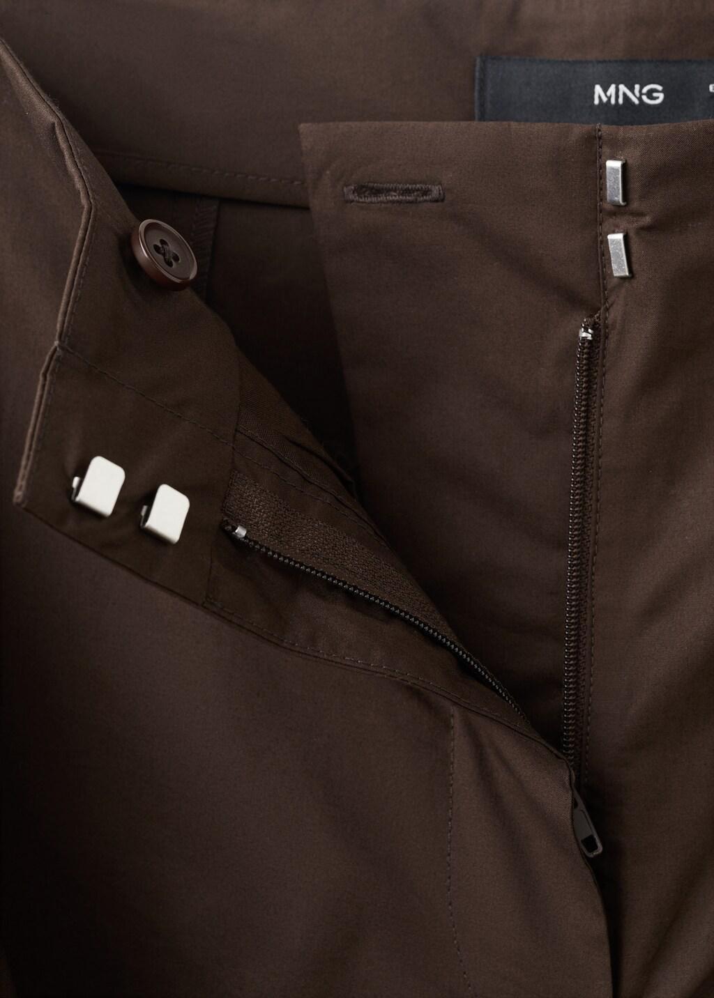 Brown Straight-Leg Trousers With Detachable Scarf, Dark Brown, large image number 4