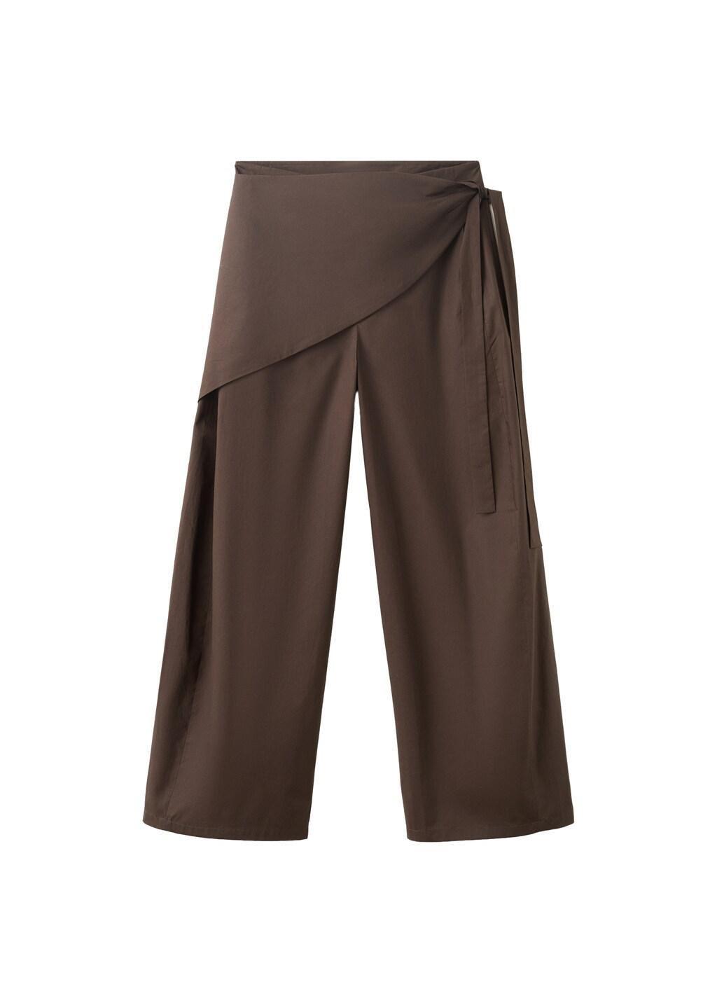 Brown Straight-Leg Trousers With Detachable Scarf, Dark Brown, large image number 5