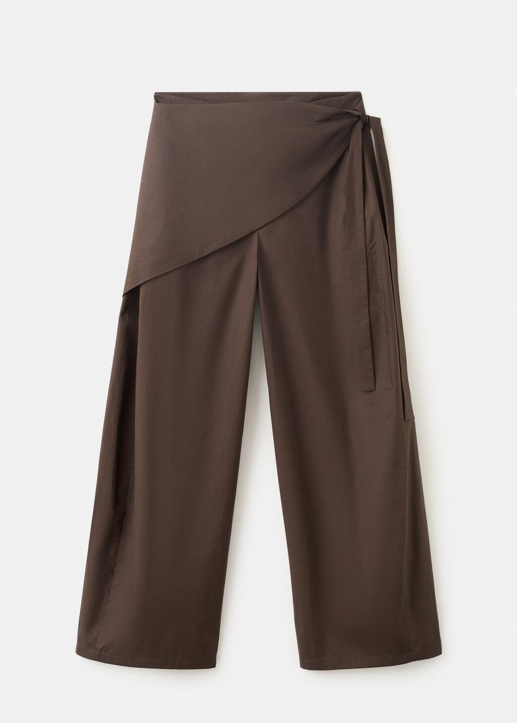 Brown Straight-Leg Trousers With Detachable Scarf, Dark Brown, large image number 6