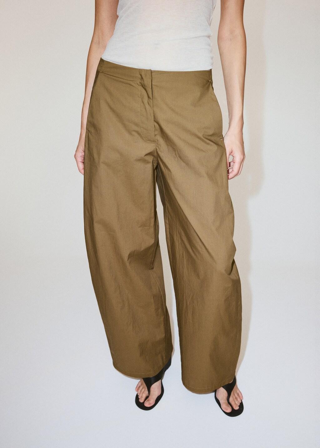 Khaki Straight-Leg Trousers With Detachable Scarf, Beige - Khaki, large image number 3