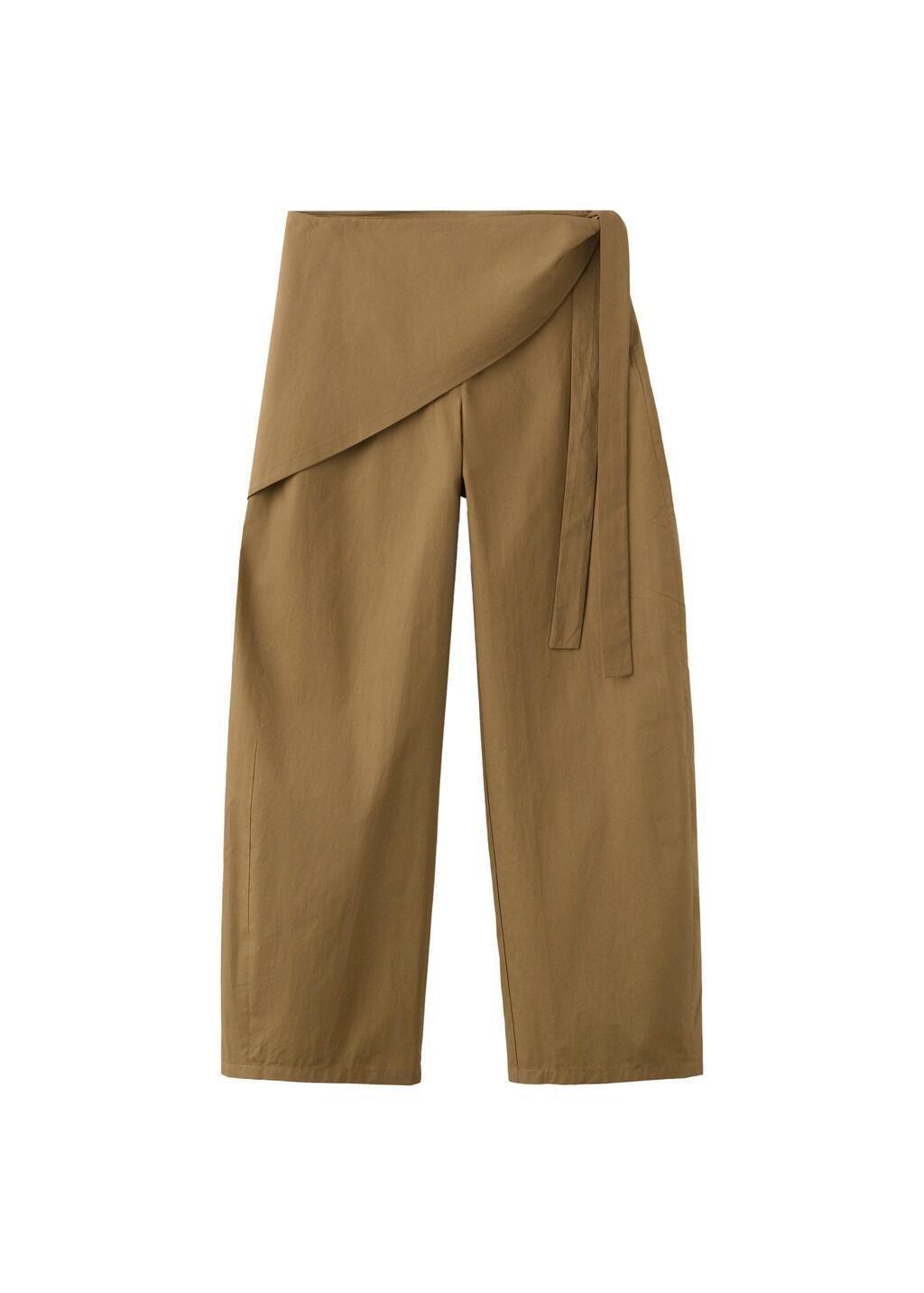 Khaki Straight-Leg Trousers With Detachable Scarf, Beige - Khaki, large image number 6