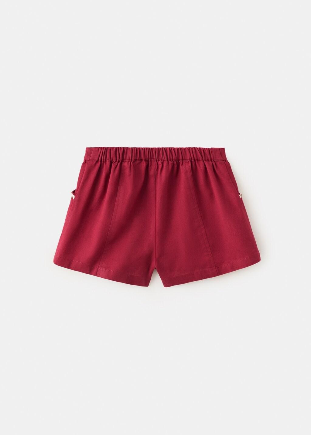 Red Short Linen Cotton Beaded, Baby Girls, Dark Red, large image number 1