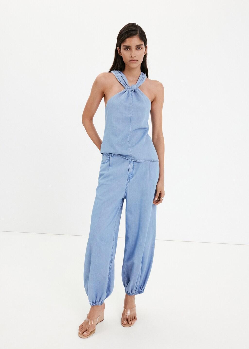 Blue High-Waisted Baggy Jeans, Open Blue, large image number 0
