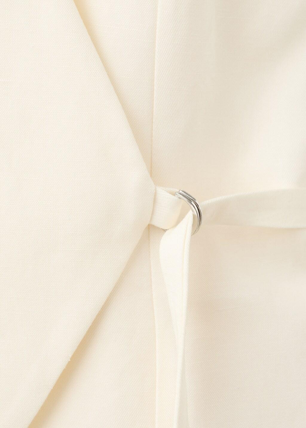 Beige Linen Blend Cross-Over Jumpsuit, Light Beige, large image number 1