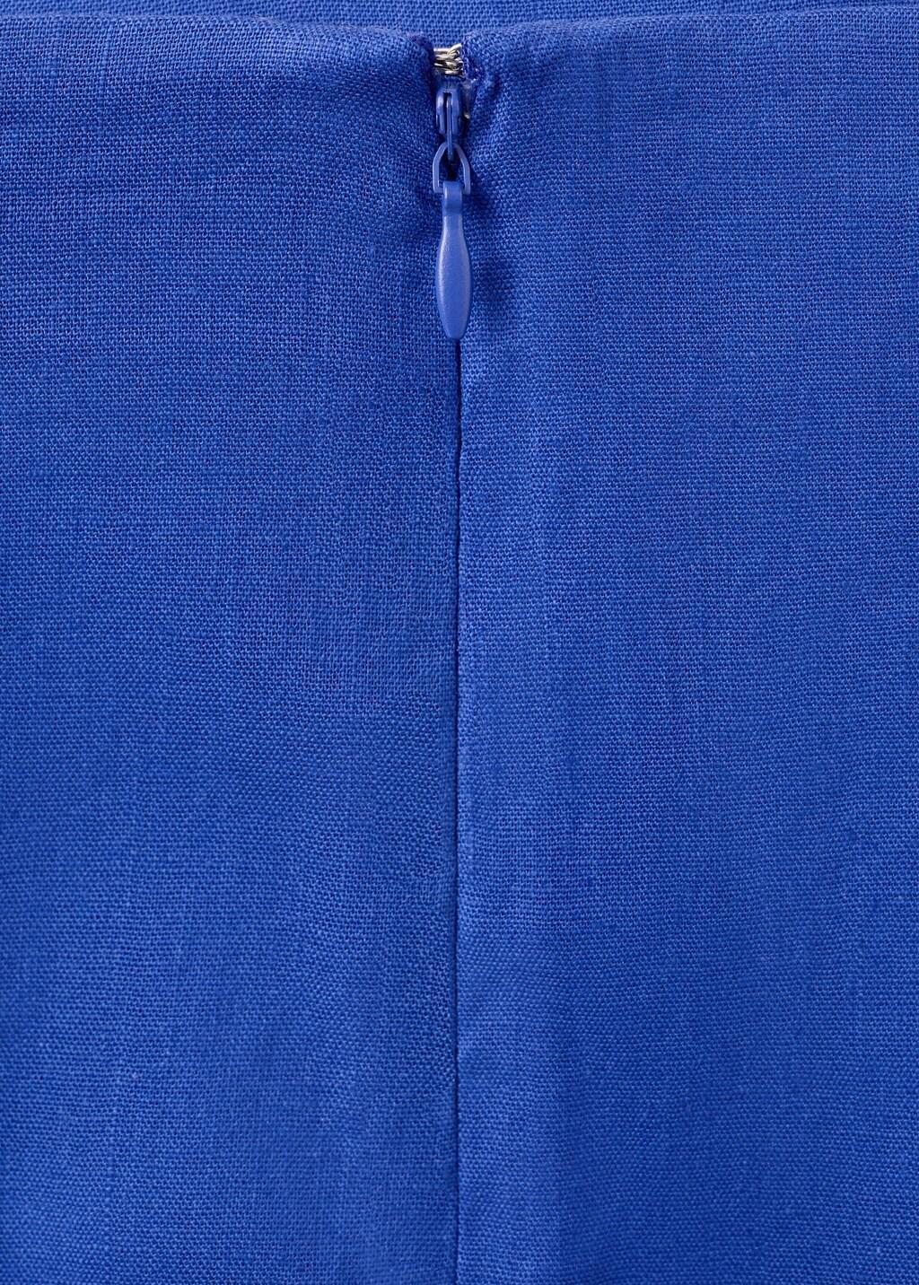 Blue Midi Skirt In A Linen-Cotton Blend, Medium Blue, large image number 4