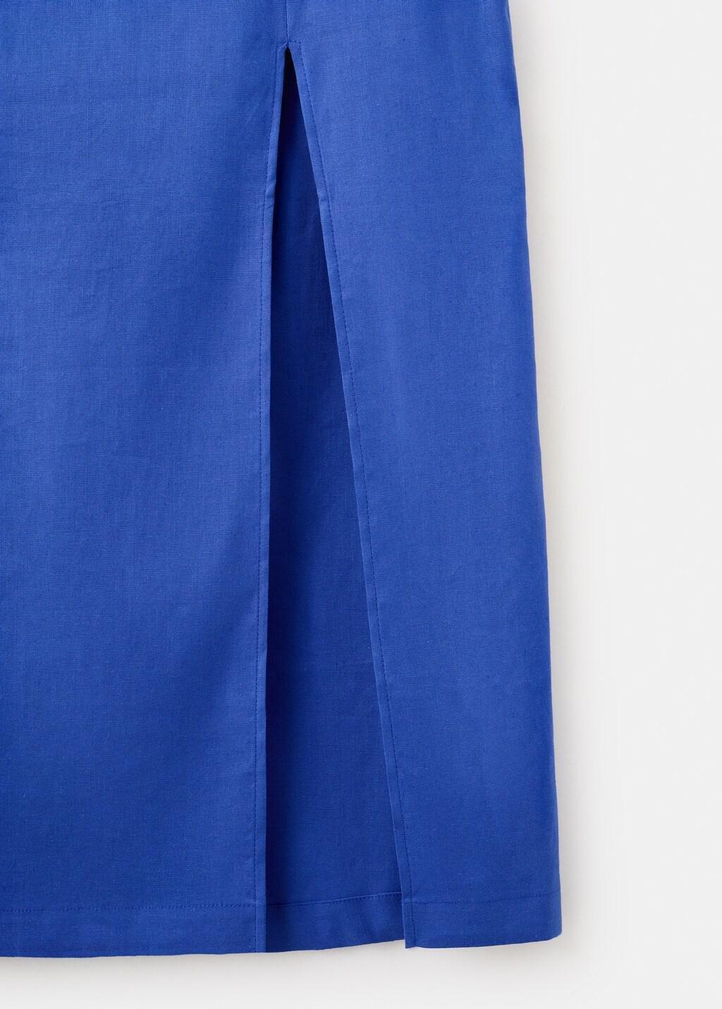 Blue Midi Skirt In A Linen-Cotton Blend, Medium Blue, large image number 5