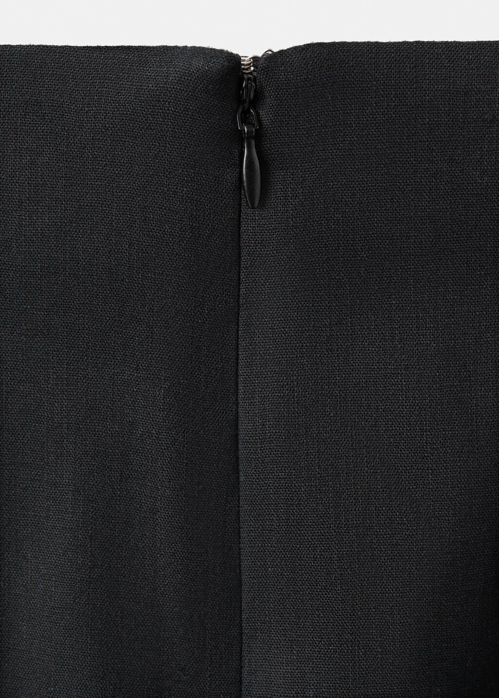 Black Midi Skirt In A Linen-Cotton Blend, Black, large image number 1