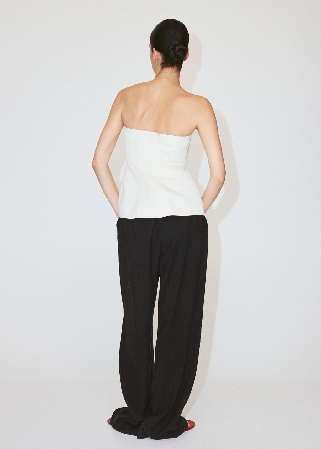 White Linen Strapless Top, Natural White, large image number 2