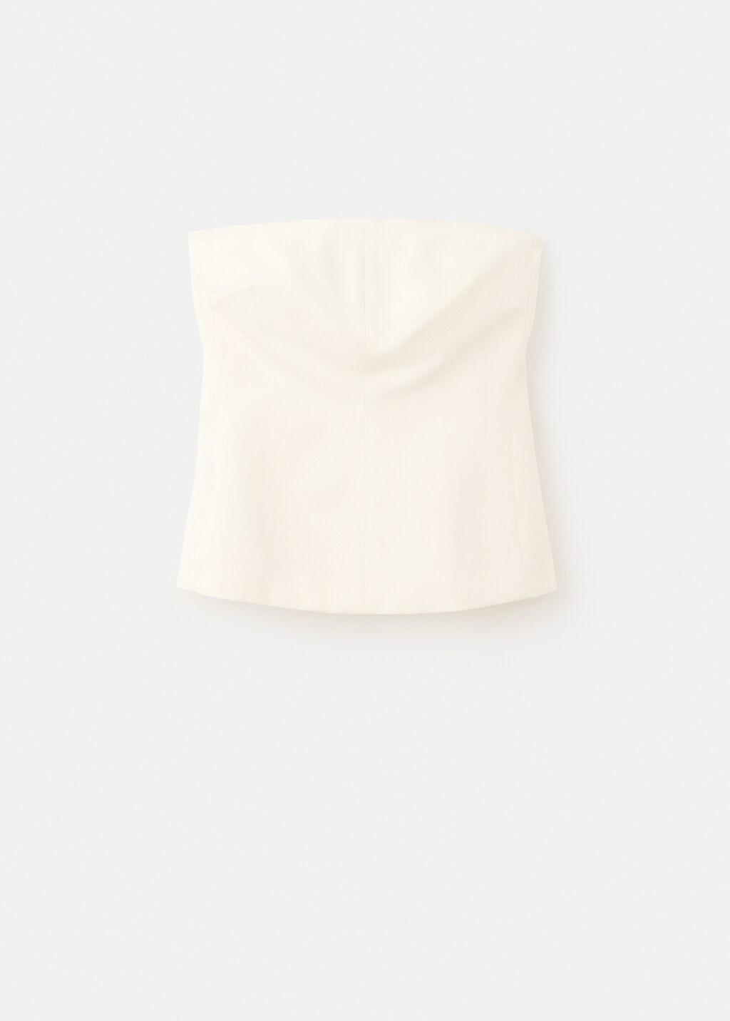 White Linen Strapless Top, Natural White, large image number 7