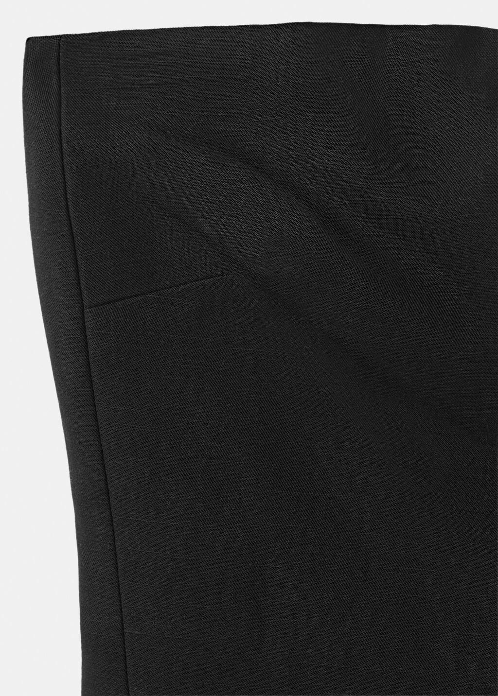 Black Linen Strapless Top, Black, large image number 5