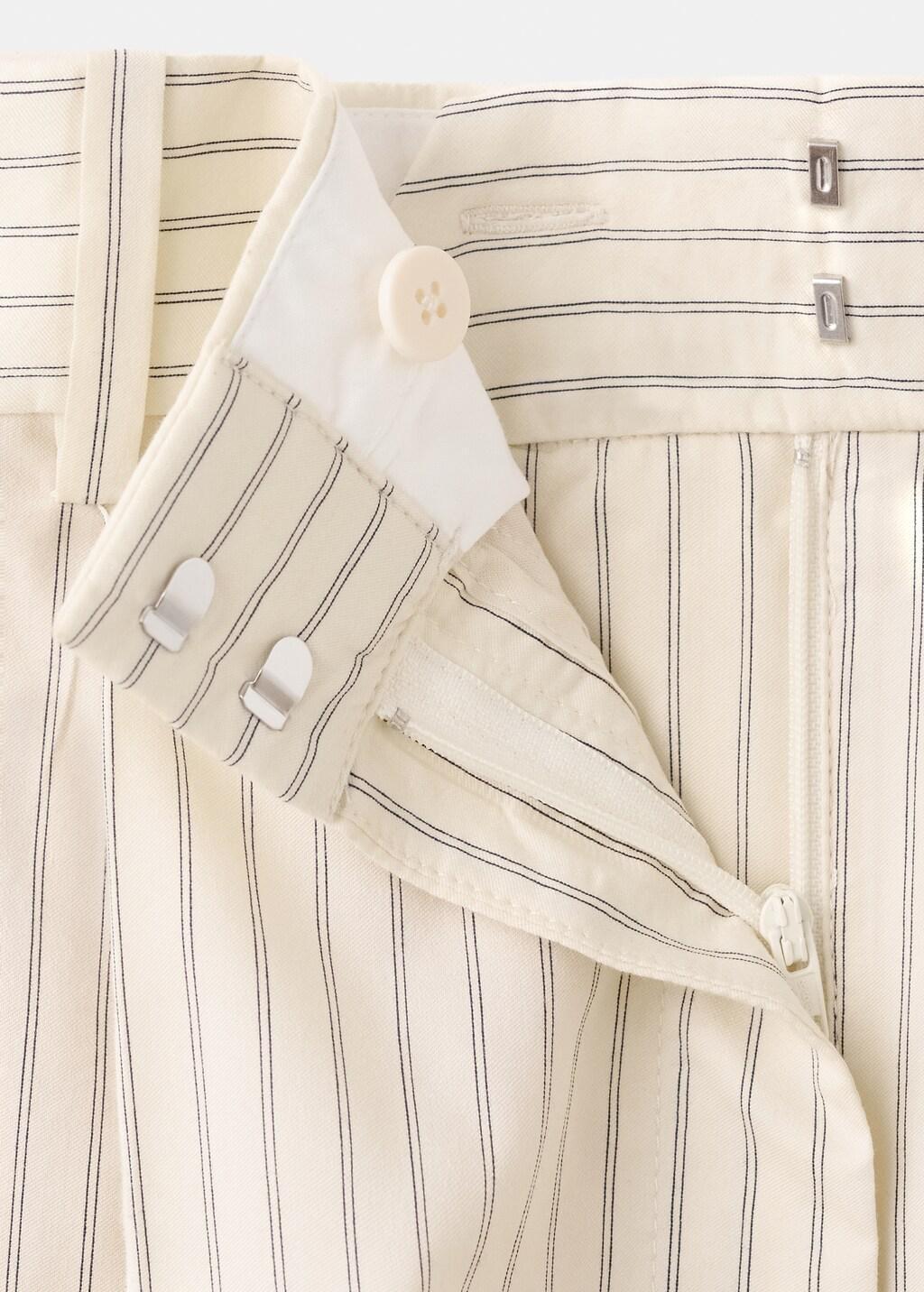 Yellow Pinstripe Pleated Bermuda Shorts, Yellow, large image number 1