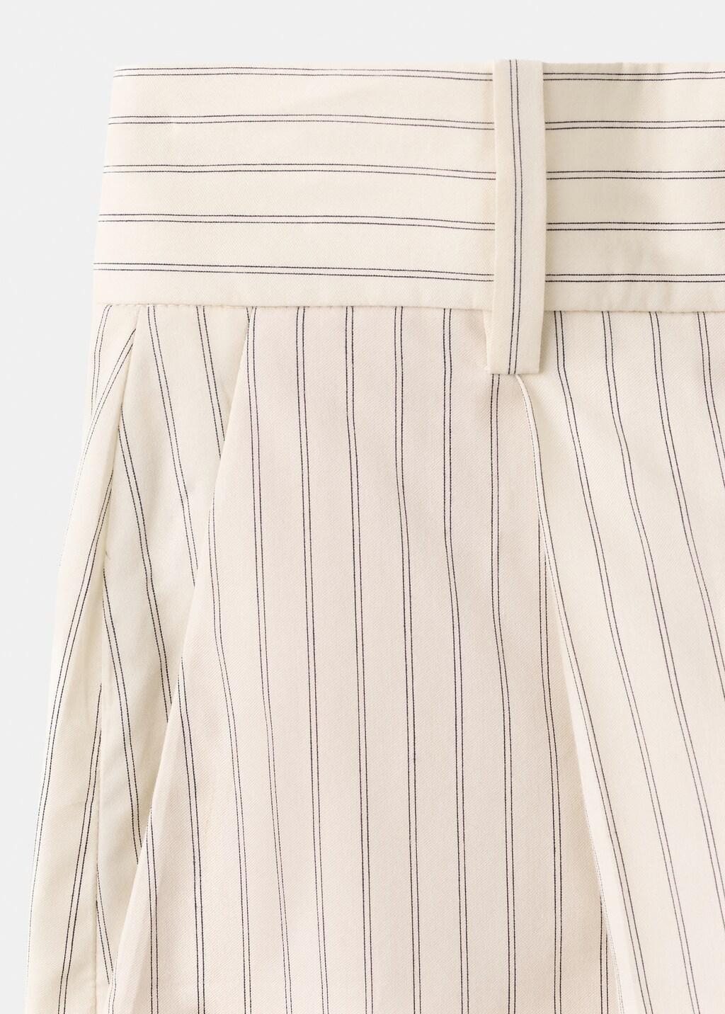 Yellow Pinstripe Pleated Bermuda Shorts, Yellow, large image number 5