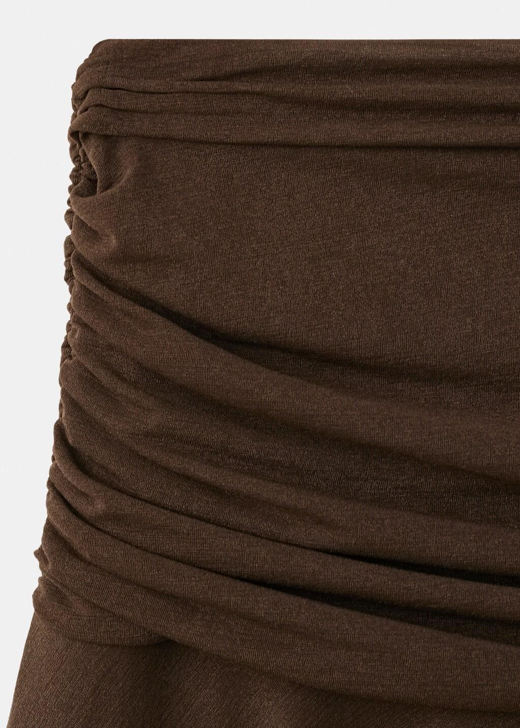 Brown Asymmetric Chiffon Skirt, Brown, large image number 1