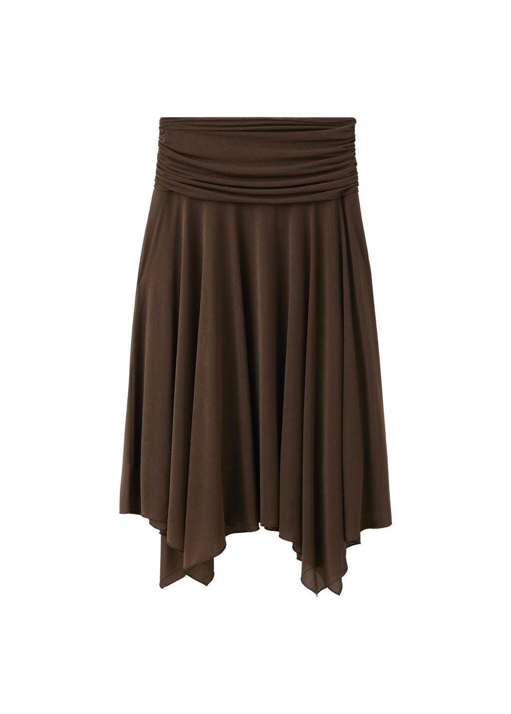 Brown Asymmetric Chiffon Skirt, Brown, large image number 6