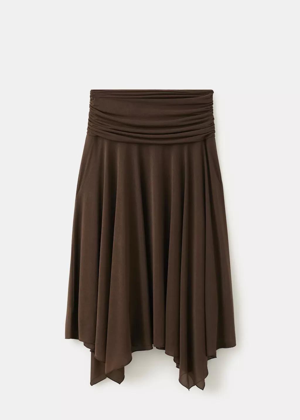Brown Asymmetric Chiffon Skirt, Brown, large image number 7