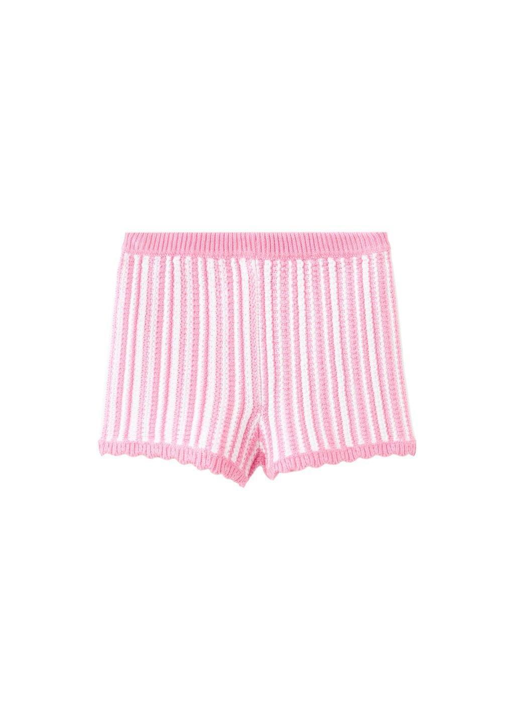 Pink Striped Crochet Shorts, Baby Girls, Pink, large image number 5