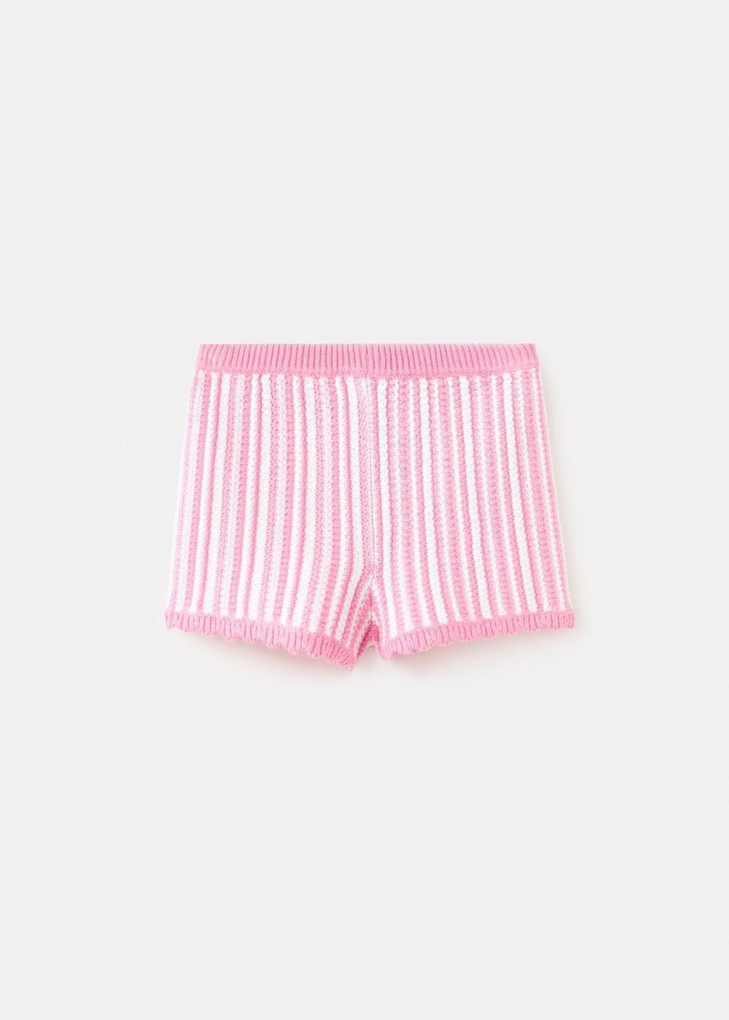 Pink Striped Crochet Shorts, Baby Girls, Pink, large image number 6