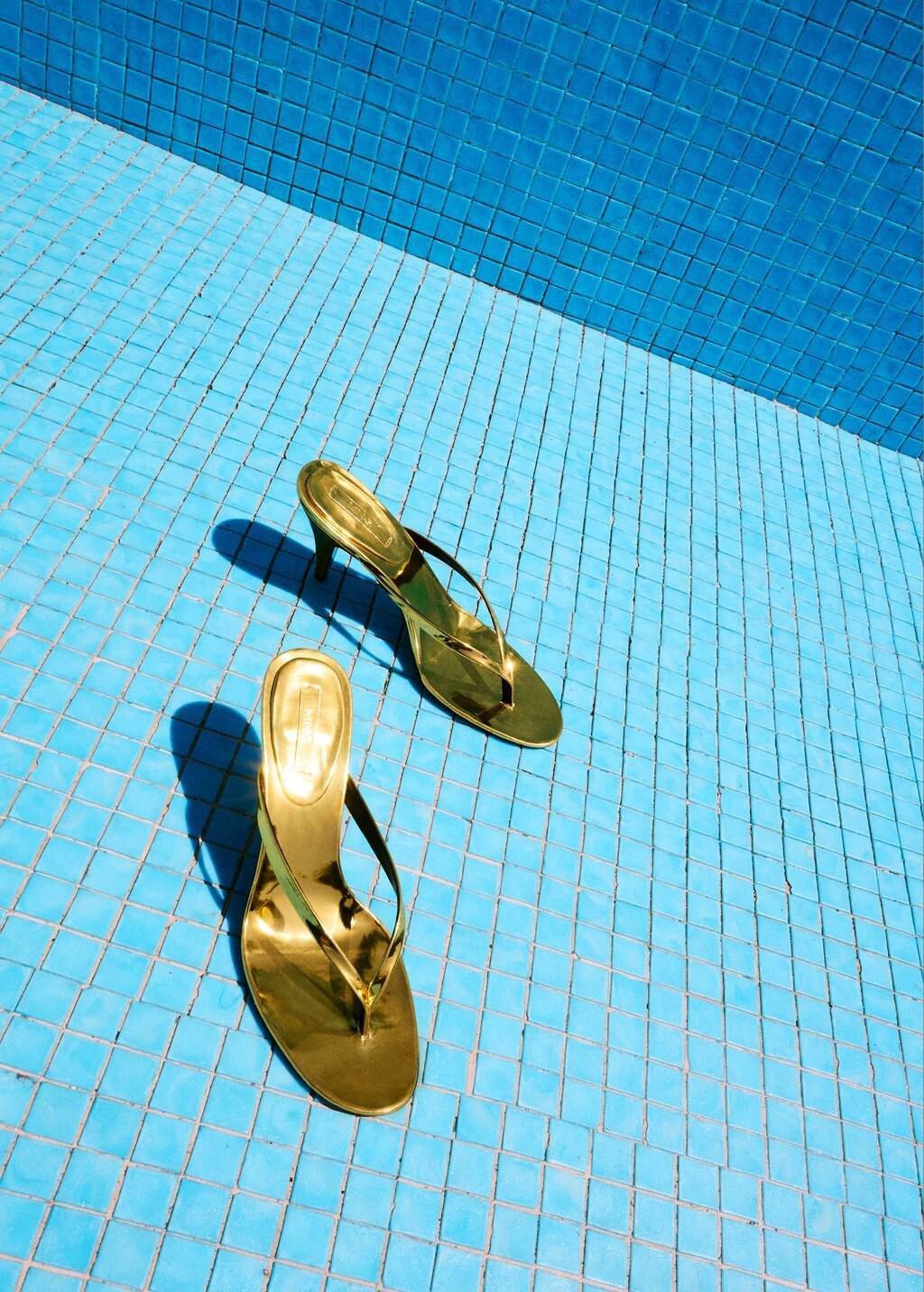 Gold Metallic Funnel-Heel Sandal, Gold, large image number 0