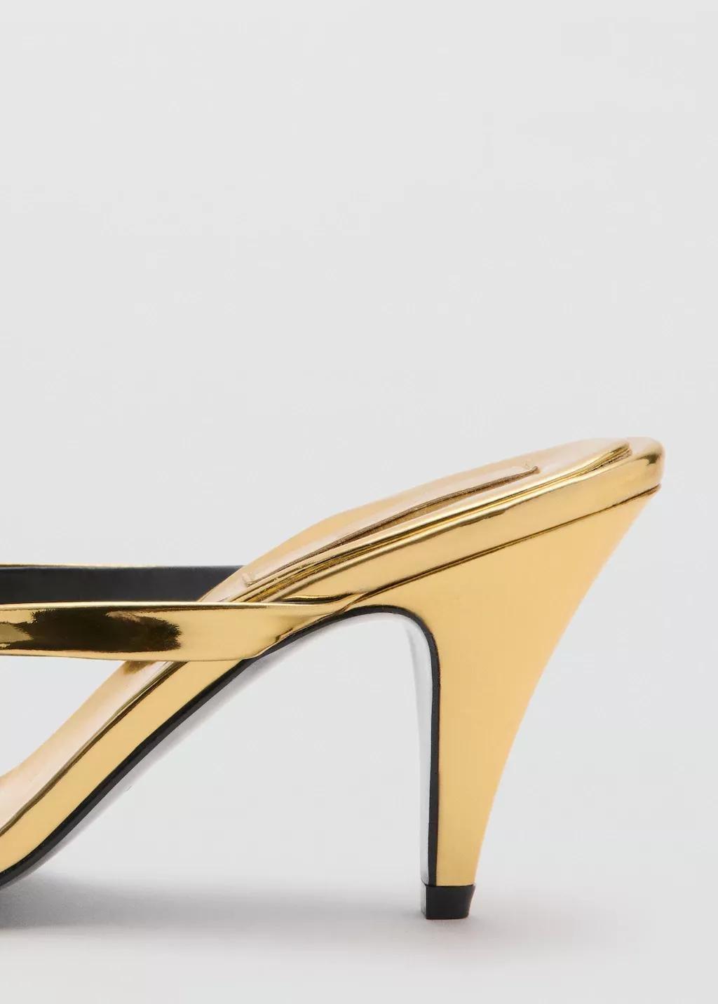 Gold Metallic Funnel-Heel Sandal, Gold, large image number 2