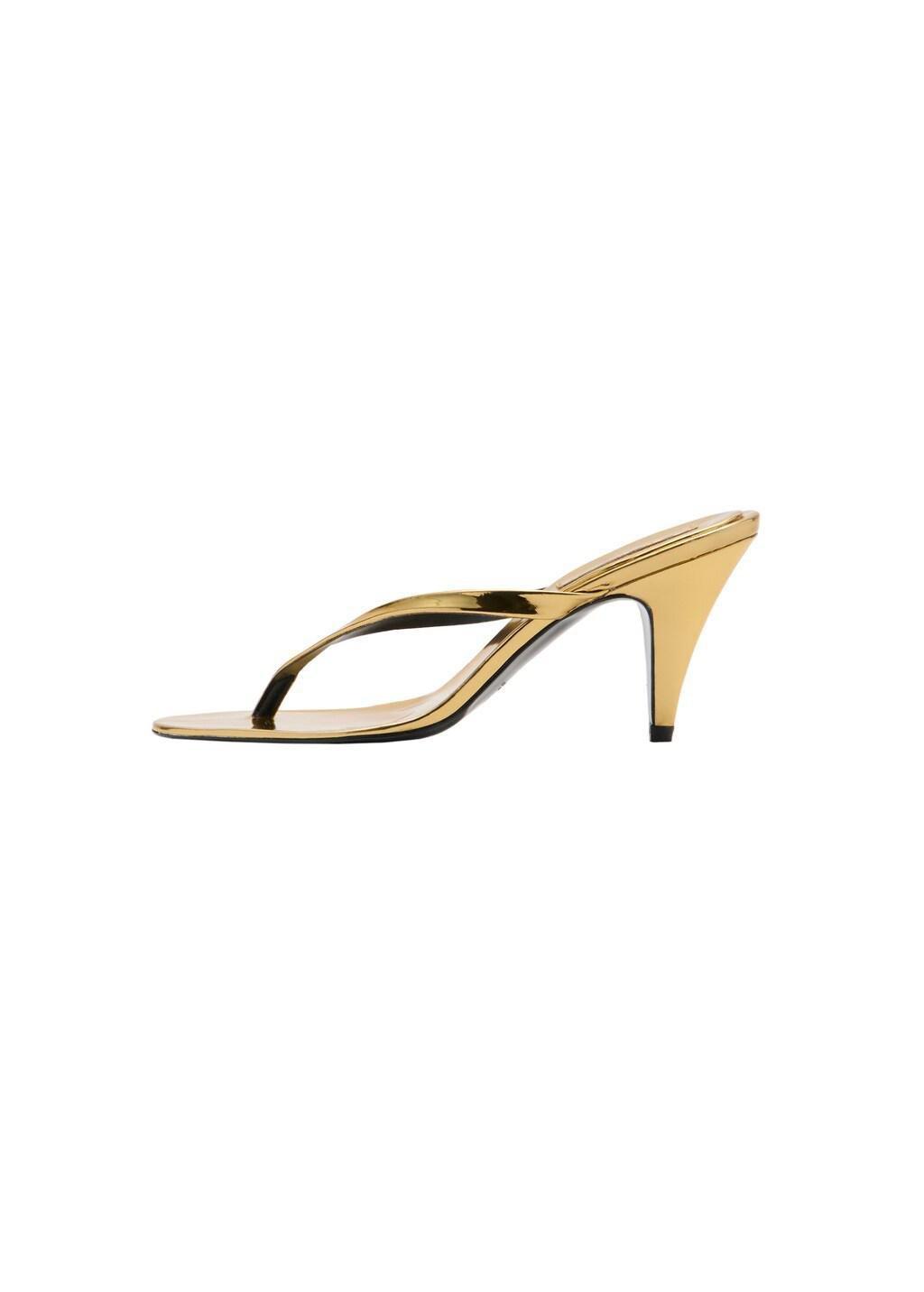 Gold Metallic Funnel-Heel Sandal, Gold, large image number 3