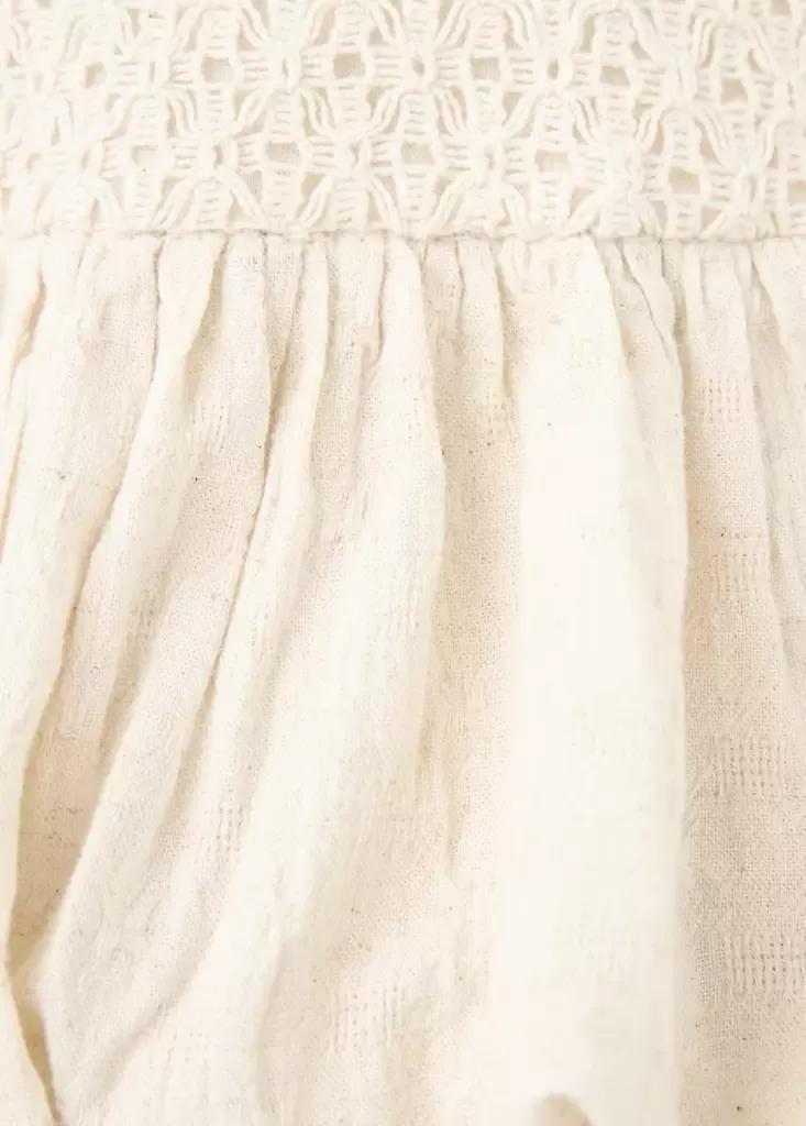 Beige Crochet Blouse With A Puffed Hem, Kids Girl, Light Beige, large image number 2
