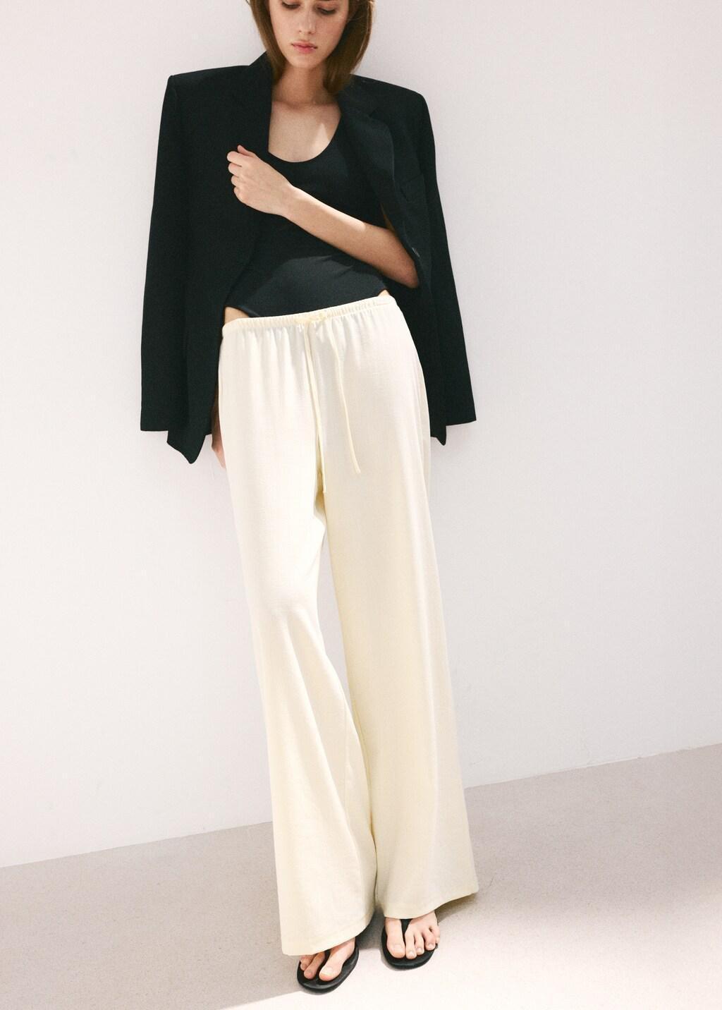 Beige Straight Mid-Rise Trousers, Light Beige, large image number 3