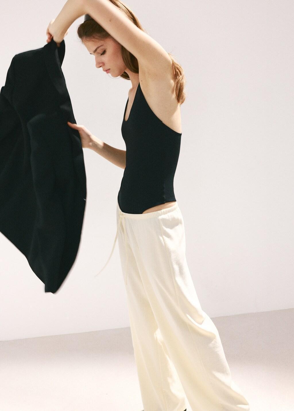 Beige Straight Mid-Rise Trousers, Light Beige, large image number 4