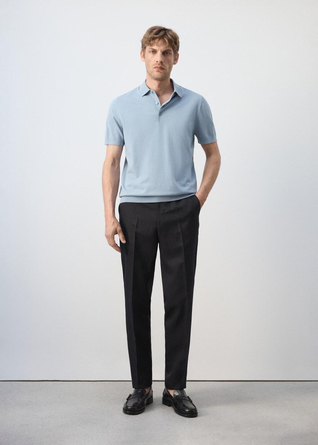 Turquoise 100% Cotton Fine Knit Polo, Turquoise - Aqua, large image number 0
