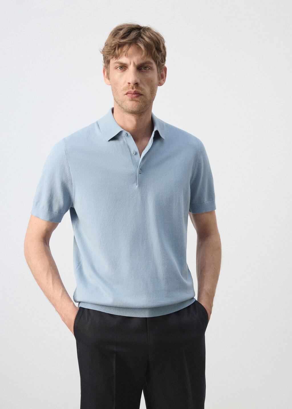 Turquoise 100% Cotton Fine Knit Polo, Turquoise - Aqua, large image number 3