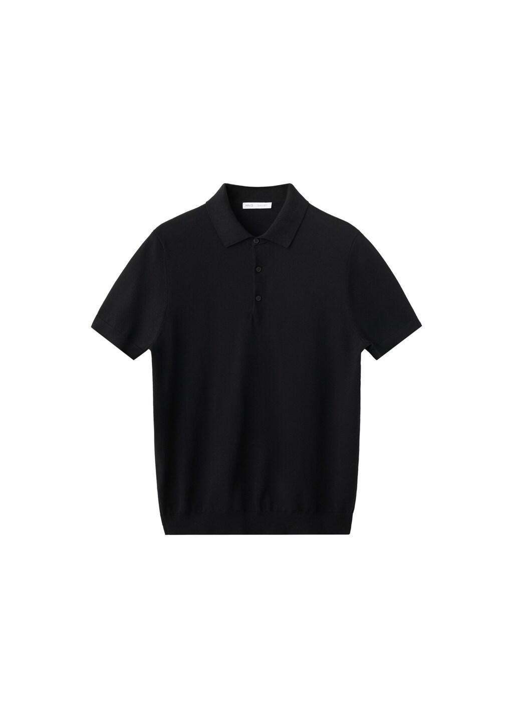 BLACK 100% cotton fine knit polo, Black, large image number 6