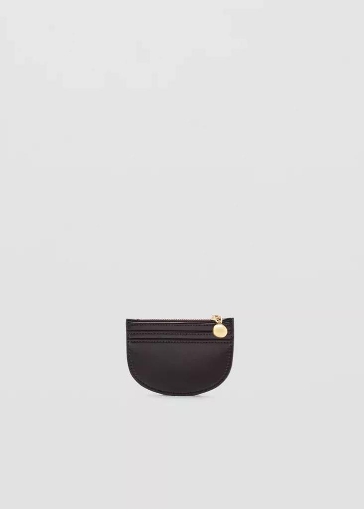 Brown Mini Beaded Card Holder, Dark Brown, medium