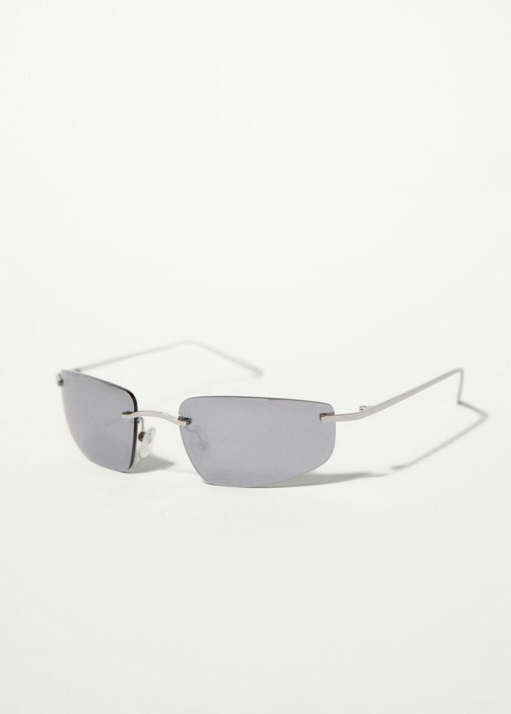 Silver Rimless Mirrored Sunglasses, Silver, large image number 1