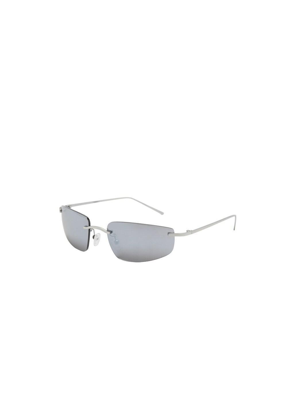 Silver Rimless Mirrored Sunglasses, Silver, large image number 3