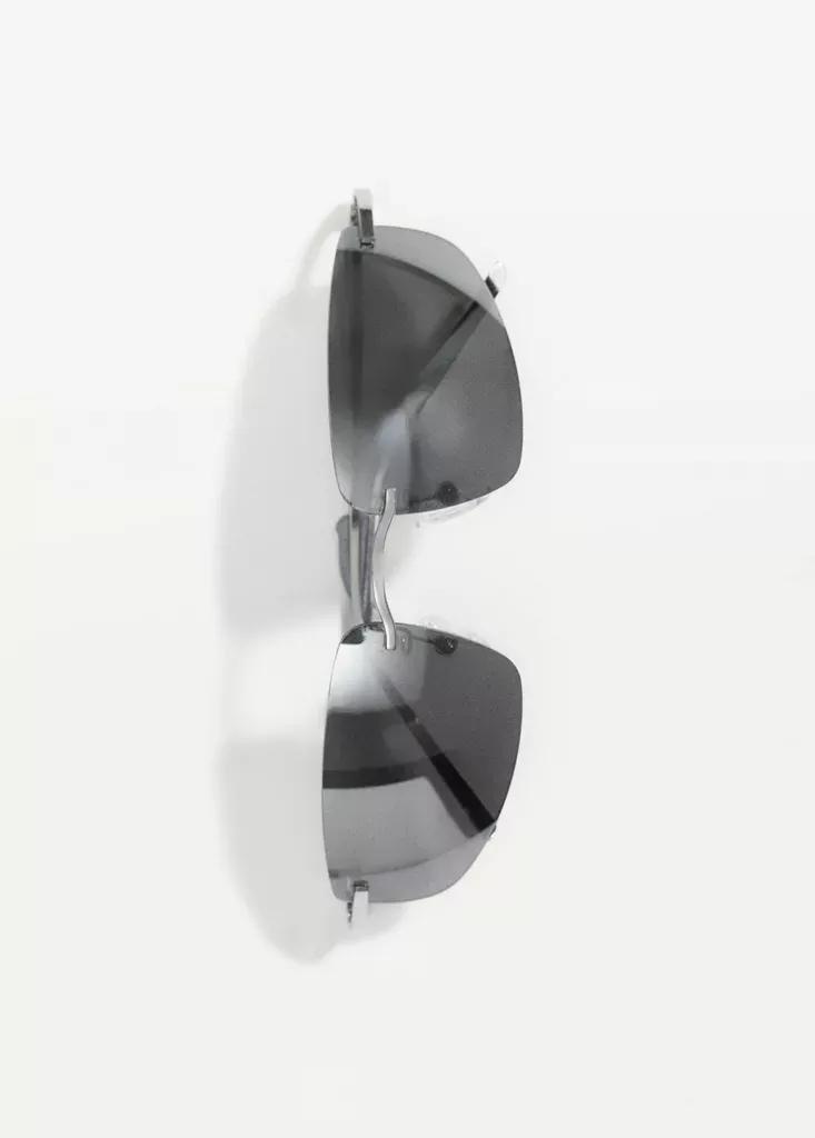 Silver Rimless Mirrored Sunglasses, Silver, large image number 5