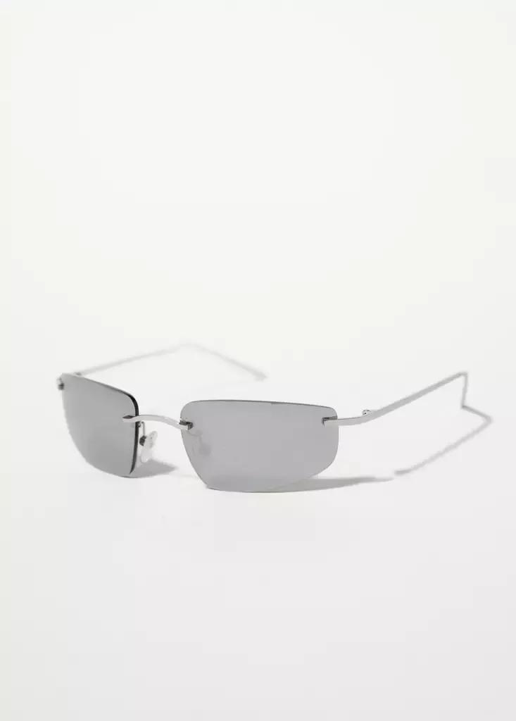 Silver Rimless Mirrored Sunglasses, Silver, large image number 6