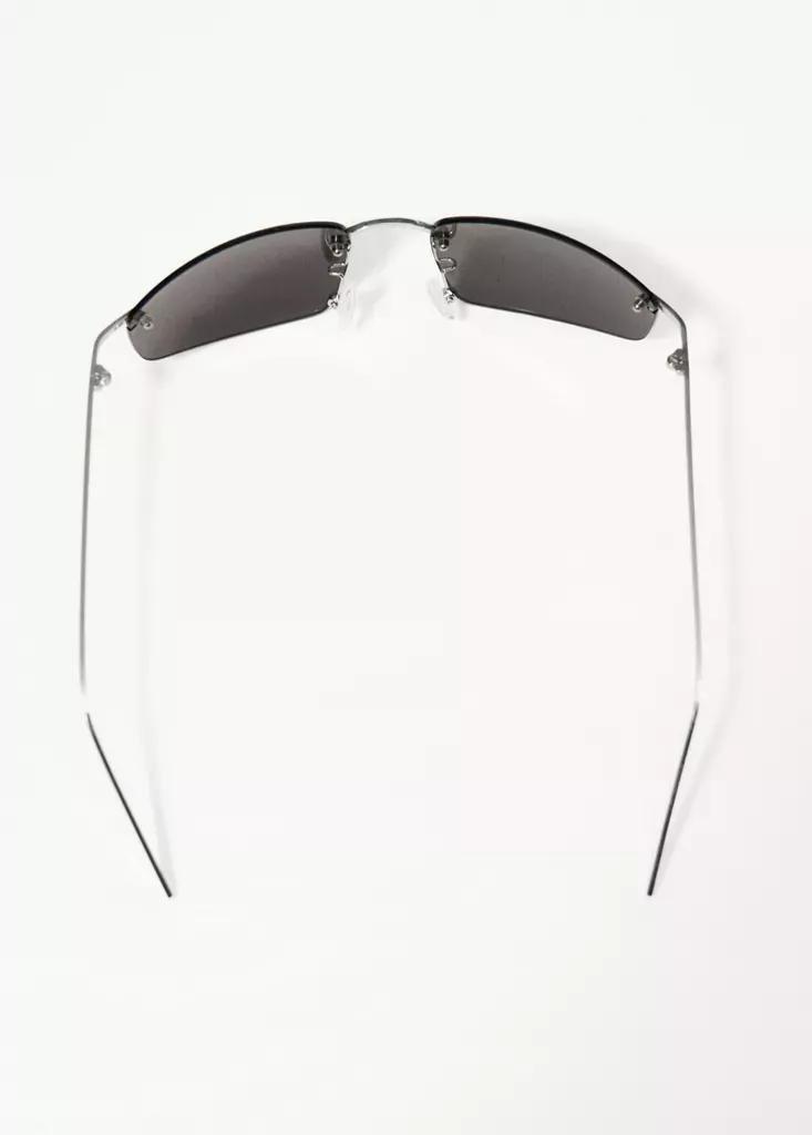Silver Rimless Mirrored Sunglasses, Silver, large image number 7