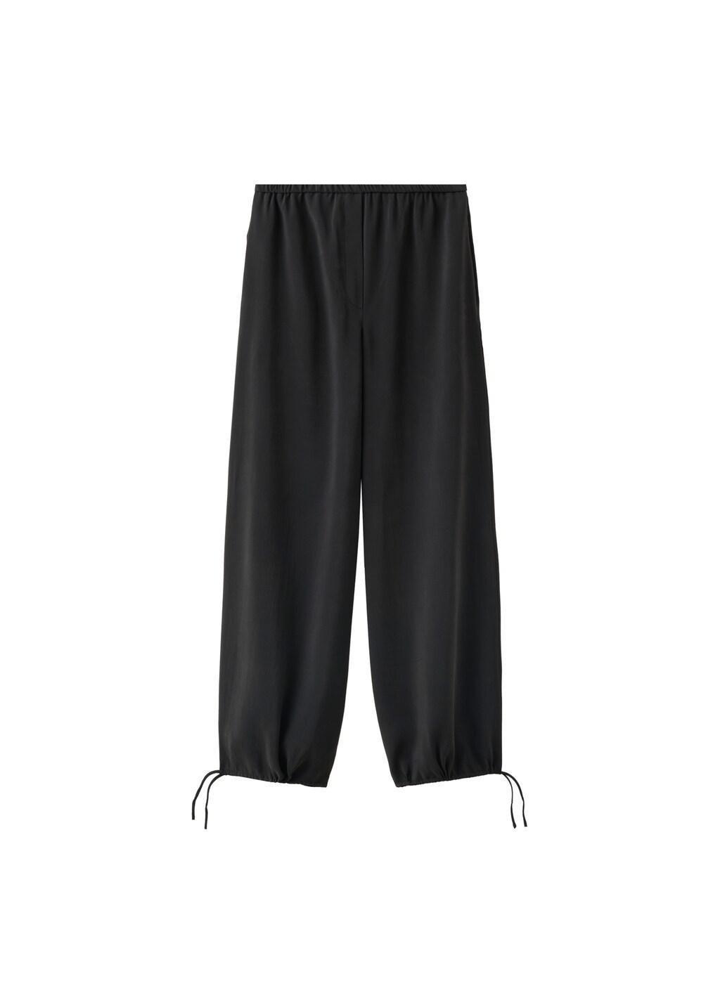 Black Elastic Waist Harem Pants, Black, large image number 6