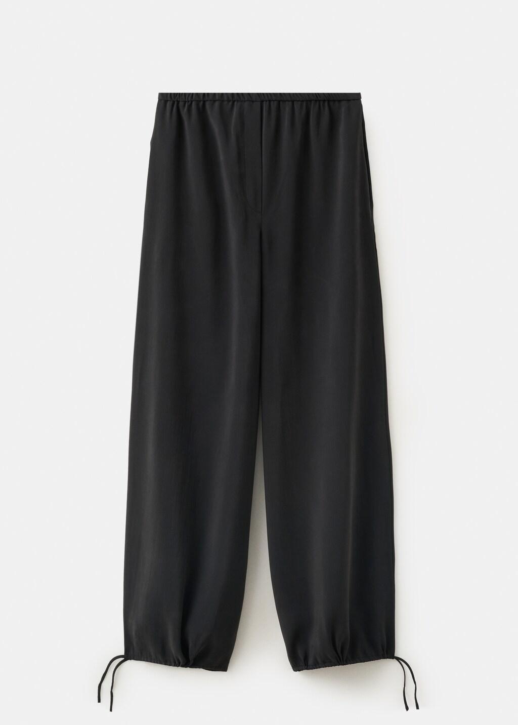 Black Elastic Waist Harem Pants, Black, large image number 7