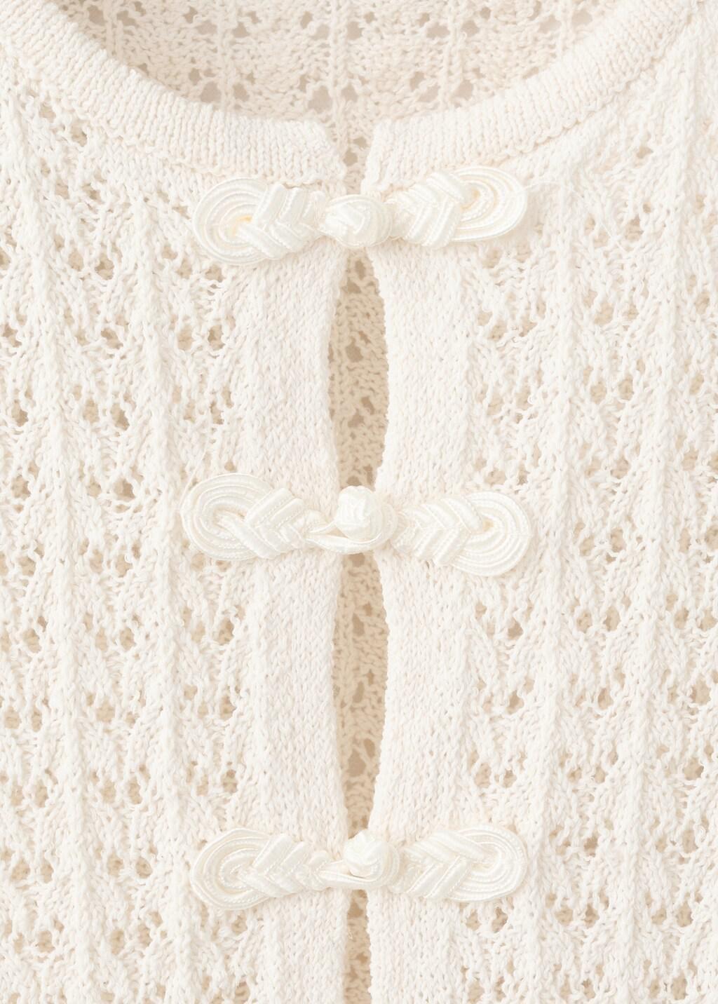 Beige Open-Knit Toggle Cardigan, Light Beige, large image number 1