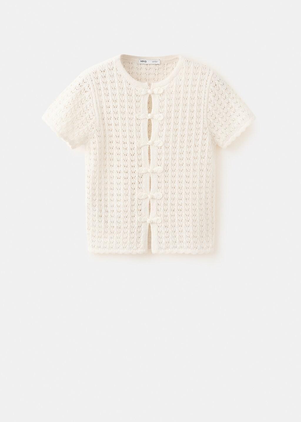 Beige Open-Knit Toggle Cardigan, Light Beige, large image number 9