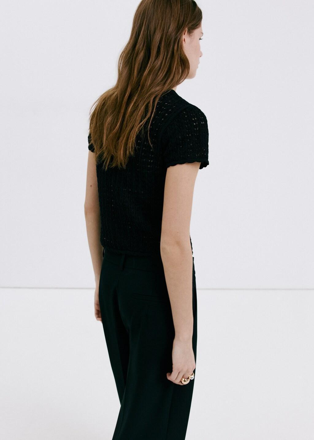 Black Open-Knit Toggle Cardigan, Black, large image number 2