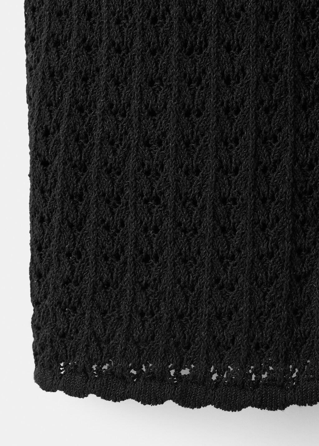 Black Open-Knit Toggle Cardigan, Black, large image number 5