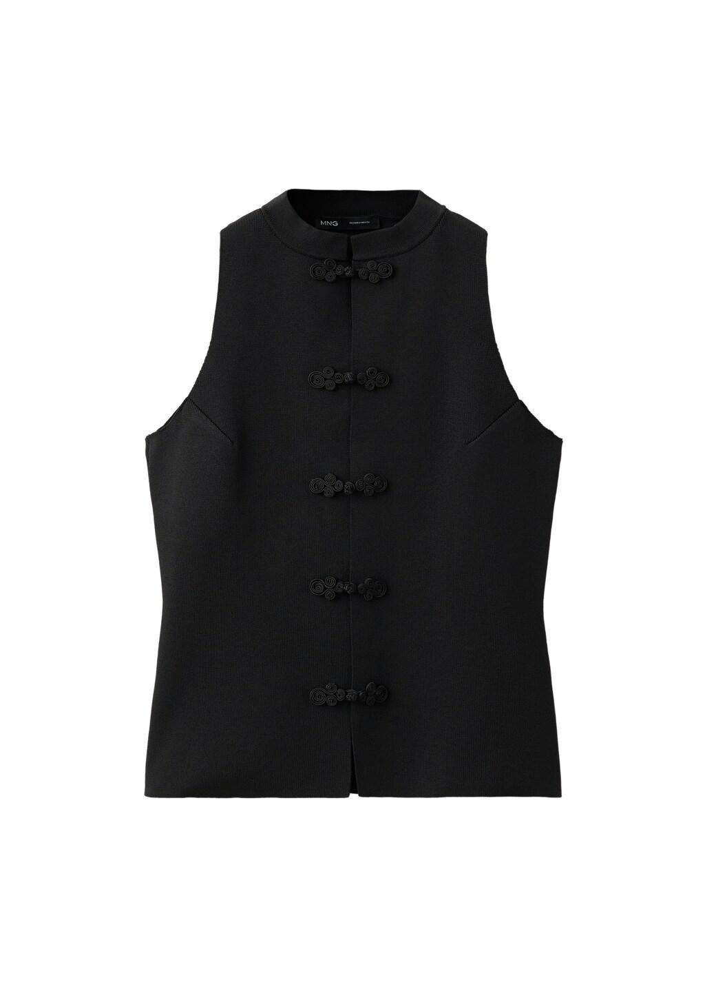 Black Toggle Fastened Knit Gilet, Black, large image number 6