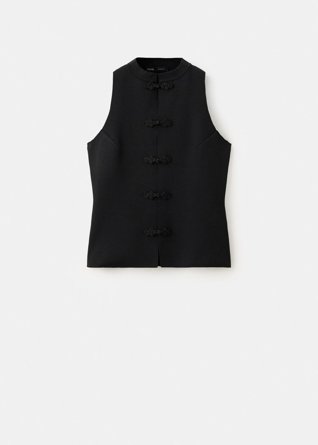 Black Toggle Fastened Knit Gilet, Black, large image number 7