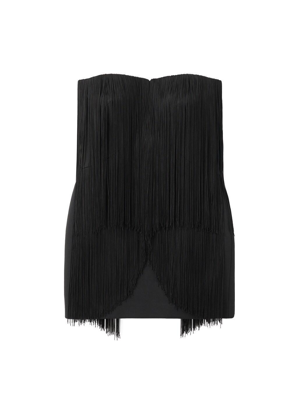 BLACK Strapless fringed dress, Black, large image number 6