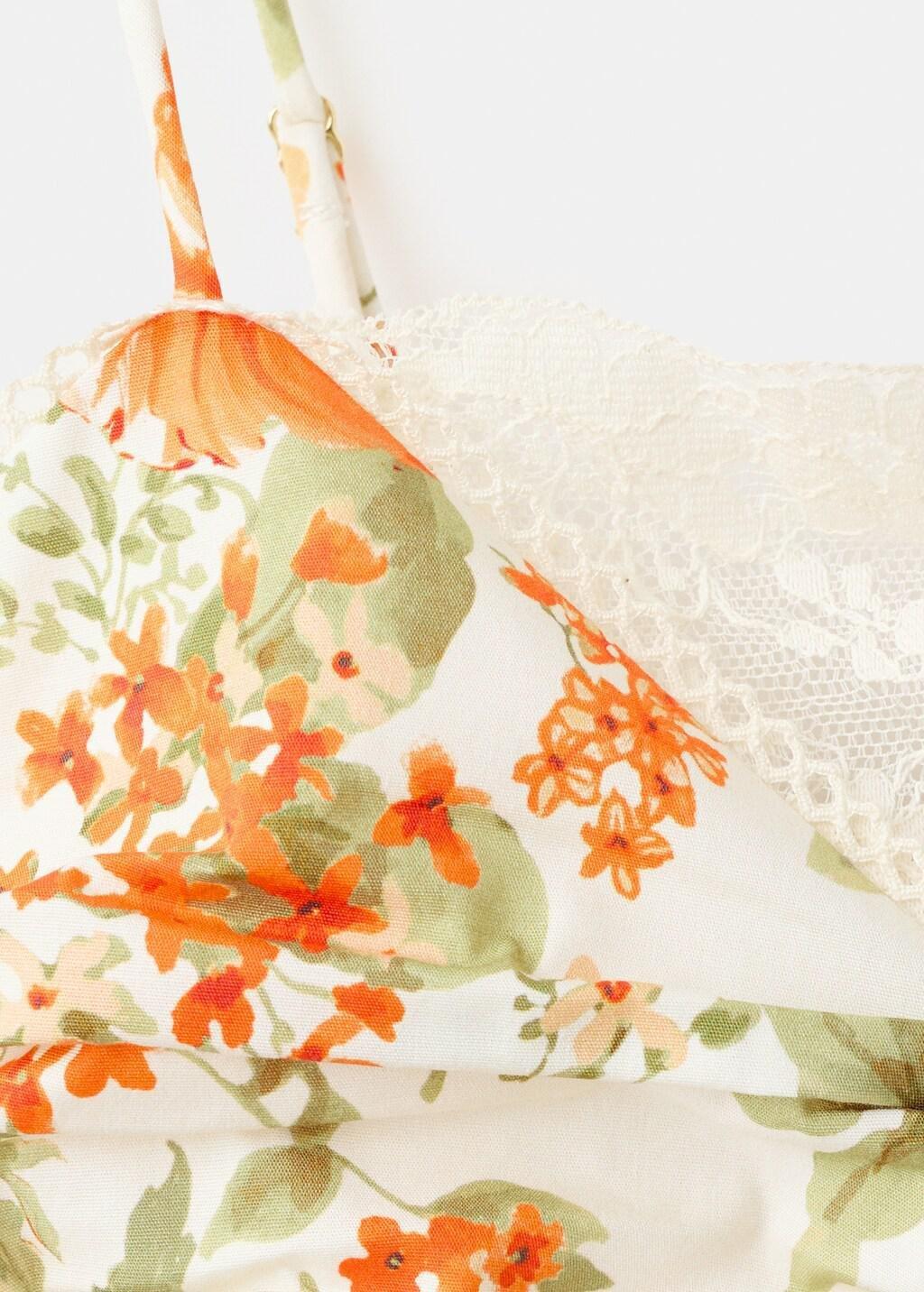 Orange Draped Floral Top, Orange, medium