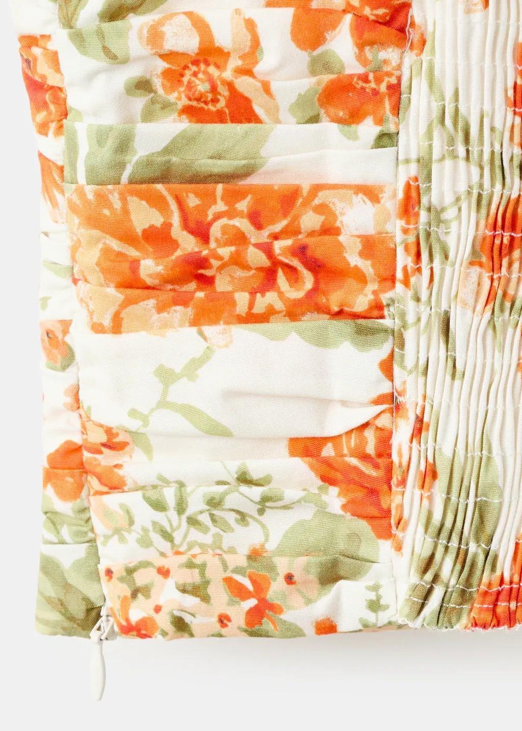 Orange Draped Floral Top, Orange, large image number 5
