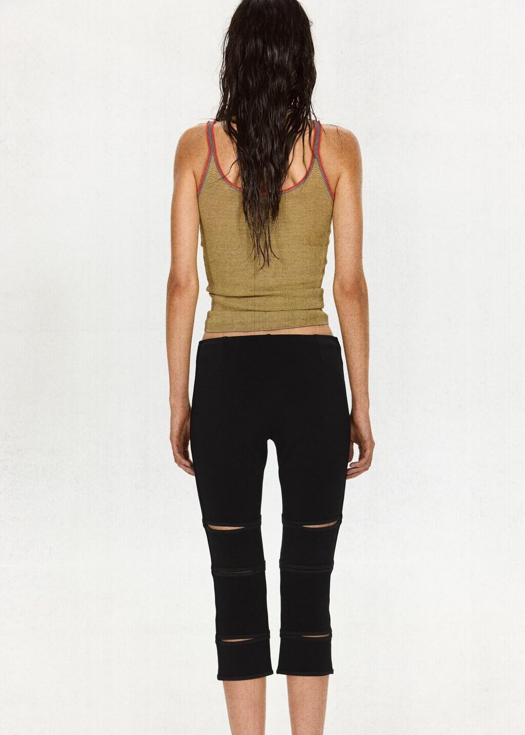 Black Capri Trousers With Openings, Black, large image number 2