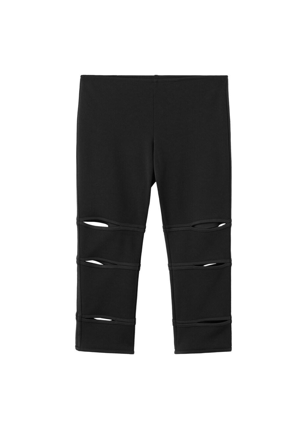 Black Capri Trousers With Openings, Black, large image number 6